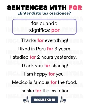 Oraciones con For