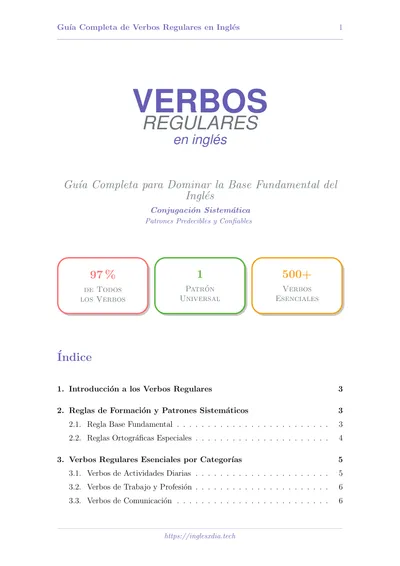 Guía de verbos regulares